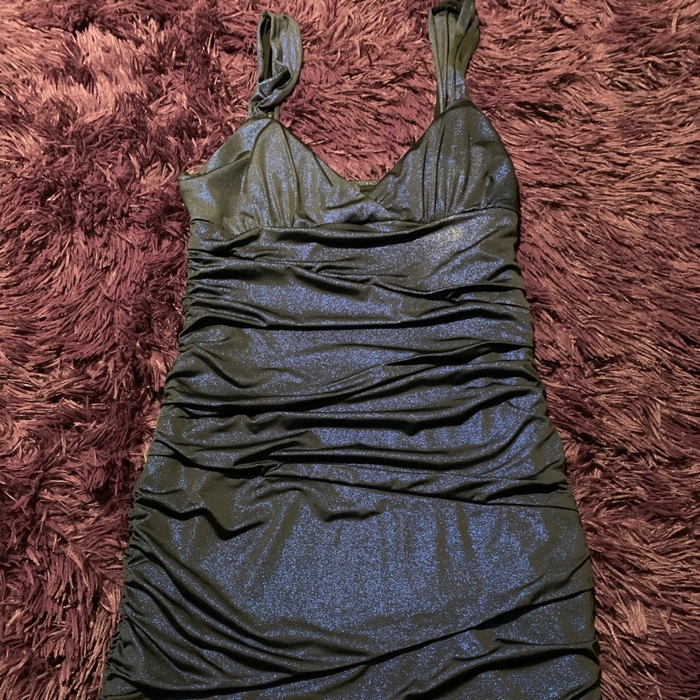 Blue/black rouched dress